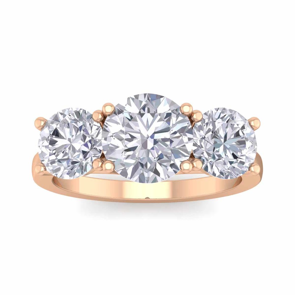 4 Carat Moissanite Three Stone Ring In 14 Karat Rose Gold